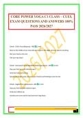 CORE POWER YOGA C1 CLASS &ndash; CUES&period; EXAM QUESTIONS AND ANSWERS 100&percnt; PASS 2026&sol;2027