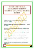 CA CDL TANK VEHICLE ENDORSEMENT TEST EXAM QUESTIONS AND ANSWERS 100&percnt; PASS 2026&sol;2027