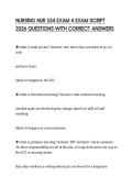 NURSING NUR 254 EXAM 4 EXAM SCRIPT 2026 QUESTIONS WITH CORRECT ANSWERS