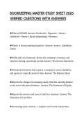 BOOKKEEPING MASTER STUDY SHEET 2026 VERIFIED QUESTIONS WITH ANSWERS