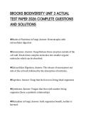 BROOKS BIODIVERSITY UNIT 3 ACTUAL TEST PAPER 2026 COMPLETE QUESTIONS AND SOLUTIONS