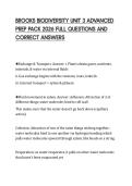 BROOKS BIODIVERSITY UNIT 3 ADVANCED PREP PACK 2026 FULL QUESTIONS AND CORRECT ANSWERS