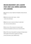 BROOKS BIODIVERSITY UNIT 3 MASTER STUDY SHEET 2026 VERIFIED QUESTIONS WITH ANSWERS