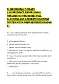 OHIO PHYSICAL THERAPY JURISPRUDENCE PROFESSIONAL PRACTICE TEST BANK 2026 FULL QUESTIONS AND ACCURATE SOLUTIONS CERTIFICATION PREP RESOURCE GRADED A&plus;