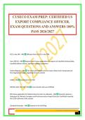 CUSECO EXAM PREP&colon; CERTIFIED US EXPORT COMPLIANCE OFFICER&period; EXAM QUESTIONS AND ANSWERS 100&percnt; PASS 2026&sol;2027