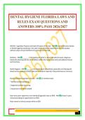 DENTAL HYGIENE FLORIDA LAWS AND RULES EXAM QUESTIONS AND ANSWERS 100&percnt; PASS 2026&sol;2027
