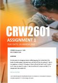CRW2601 Assignment 1 Semester 1 ANSWERS 2026 - Due 27 March 2026