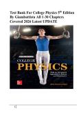 TEST BANK For College Physics&comma; 5th Edition By Alan Giambattista&comma; Verified Chapters 1 - 30&comma; Complete Newest Version