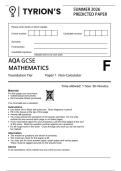 AQA GCSE MATH 1F PREDICTED PAPER SUMMER JUNE 2026