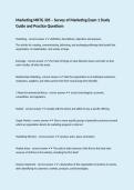 Marketing MKTG 305 &ndash; Survey of Marketing Exam 1 Study Guide and Practice Questions