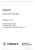 GCSE EDEXCEL MATH 1F MS  PREDICTED PAPER SUMMER JUNE 2026