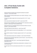 ASL 2 Final Study Guide with Complete Solutions