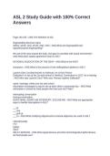 ASL 2 Study Guide with 100&percnt; Correct Answers