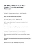 NBCE Part I Microbiology Quiz A Practice Exam Questions and Answers