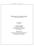 Mathematics for Computer Science Latest Updated 2025&ndash;2026 Comprehensive Study Resource Covering Discrete Mathematics Logic Proof Techniques Set Theory Functions Relations Combinatorics Graph Theory Algorithms Probability and Problem-Solving for Students M