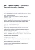 AICE English Literature Literary Terms Exam with Complete Solutions