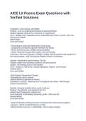 AICE Lit Poems Exam Questions with Verified Solutions