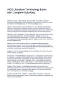 AICE Literature Terminology Exam with Complete Solutions