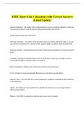 BTEC Sport Unit 1 Questions with Correct Answers  &lpar;Latest Update&rpar; 