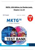 Test Bank for MKTG &ndash; 14th Edition by Charles W&period; Lamb&comma; Joe F&period; Hair & Carl McDaniel &vert; All  Chapters 1-19 &vert; ISBN 9780357929216 &vert; Principles of Marketing MindTap Exam Prep 2026&sol;2027