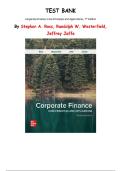 Test Bank Corporate Finance Core Principles & Applications 7th Edition by Stephen Ross&comma; Randolph Westerfield&comma; Jeffrey Jaffe & Bradford Jordan &vert; All  Chapters 1-20 &vert; ISBN 9781264413119 &vert; MBA & CFA Finance Exam Prep 2026&sol;2027