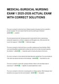 MEDICAL-SURGICAL NURSING  EXAM 1 2025-2026 ACTUAL EXAM  WITH CORRECT SOLUTIONS 