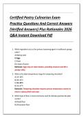 Certified Pastry Culinarian Exam  Practice Questions And Correct Answers  &lpar;Verified Answers&rpar; Plus Rationales 2026  Q&A Instant Download Pdf 