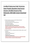 Certified Professional Safe Technician  Exam Practice Questions And Correct  Answers &lpar;Verified Answers&rpar; Plus  Rationales 2026 Q&A Instant Download  Pdf 