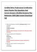 Certified Wine Professional Certification  Exam Practice Test Questions And  Correct Answers &lpar;Verified Answers&rpar; Plus  Rationales 2026 Q&A Instant Download  Pdf 