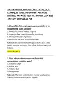 Arizona Environmental Health Specialist Exam Questions & Correct Answers