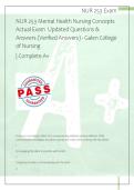 NUR 253 Mental Health Nursing Concepts  Actual Exam  Updated Questions &  Answers &lpar;Verified Answers&rpar; - Galen College  of Nursing  &vert; Complete A&plus;  
