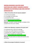 Arizona Insurance Adjuster Exam II Questions & Correct Answers