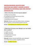 Arizona Insurance Adjuster Exam Questions & Correct Answer