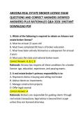 Arizona Real Estate Broker License Exam Questions & Correct Answers