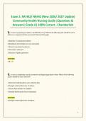 Exam 2&colon; NR 442&sol; NR442 &lpar;New 2026&sol; 2027 Update&rpar; Community Health Nursing Guide &vert;Questions & Answers&vert; Grade A&vert; 100&percnt; Correct - Chamberlain