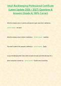 Intuit Bookkeeping Professional Certificate &lpar;Latest Update 2026 &sol; 2027&rpar; Questions & Answers &lbrace;Grade A&rcub; 100&percnt; Correct