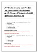 Hair Braider Licensing Exam Practice  Test Questions And Correct Answers  &lpar;Verified Answers&rpar; Plus Rationales 2026  Q&A Instant Download Pdf 