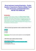 Illinois Auctioneer Licensing Examination &ndash; Practice  Questions Comprehensive Questions Multiple Choice  Exam with Answers and Detailed Rationales &vert;  INSTANT PDF DOWNLOAD 