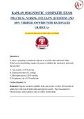 KAPLAN DIAGNOSTIC COMPLETE EXAM  PRACTICAL NURSING &lpar;NCLEX-PN&rpar; QUESTIONS AND   100&percnt; VERIFIED ANSWERS WITH RATIONALES  GRADED A&plus;