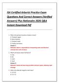 ISA Certified Arborist Practice Exam  Questions And Correct Answers &lpar;Verified  Answers&rpar; Plus Rationales 2026 Q&A  Instant Download Pdf 
