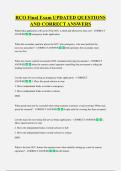RCO Final Exam UPDATED QUESTIONS  AND CORRECT ANSWERS