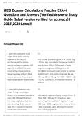 HESI Dosage Calculations Practice EXAM Questions and Answers &lpar;Verified Answers&rpar; Study Guide &lpar;latest version verified for accuracy&rpar; &vert; 20252026 Latest&excl;&excl;