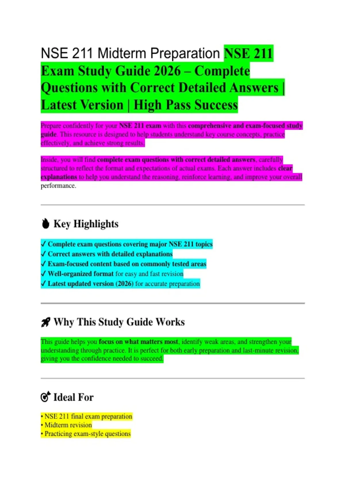 NSE 211 Complete Course Study Guide 2026 | Full Notes, Key Concepts ...