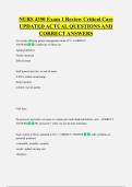 NURS 4350 Exam 1 Review Critical Care  UPDATED ACTUAL QUESTIONS AND  CORRECT ANSWERS