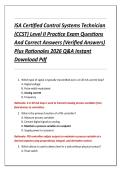 ISA Certified Control Systems Technician  &lpar;CCST&rpar; Level II Practice Exam Questions  And Correct Answers &lpar;Verified Answers&rpar;  Plus Rationales 2026 Q&A Instant  Download Pdf 