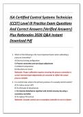ISA Certified Control Systems Technician  &lpar;CCST&rpar; Level III Practice Exam Questions  And Correct Answers &lpar;Verified Answers&rpar;  Plus Rationales 2026 Q&A Instant  Download Pdf 