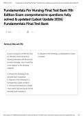 Fundamentals For Nursing Final Test Bank 11th Edition Exam comprehensive questions fully solved & updated &lpar;Latest Update 2026&rpar; Fundamentals Final Test Bank