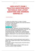 HIGH ACUITY EXAM1 PRACTICE QUESTIONS WITH RATIONALE 2026 LATEST QUESTIONS AND ANSWERS VERIFIED A&plus;&period;