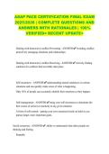 ASAP PACE CERTIFICATION FINAL EXAM 2025&sol;2026 &vert; COMPLETE QUESTIONS AND ANSWERS WITH RATIONALES &vert; 100&percnt; VERIFIED< RECENT UPDATE>