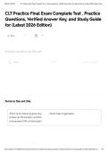 CLT Practice Final Exam Complete Test &comma; Practice Questions&comma; Verified Answer Key&comma; and Study Guide for &lpar;Latest 2026 Edition&rpar;